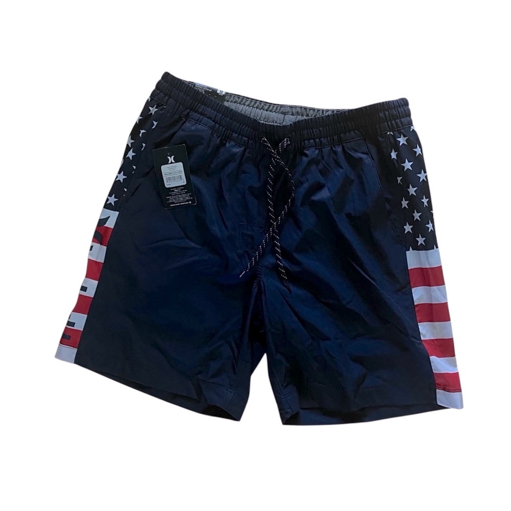Hurley Navy and White Star Swim Shorts GREAT FOR THE 250TH BIRTHDAY USA! 🇺🇸